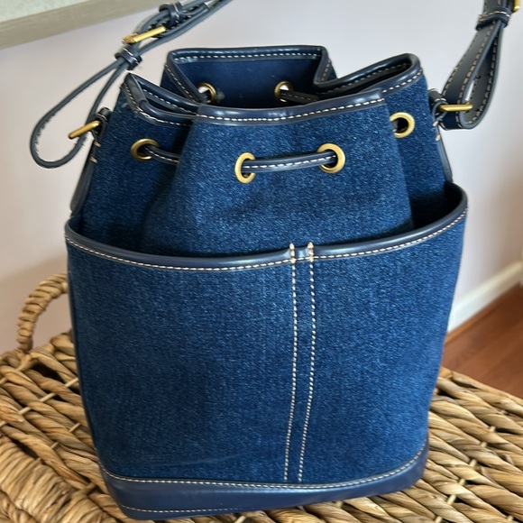 Denim Bucket Bag with Leather Trim ZARA - Picture 3 of 6